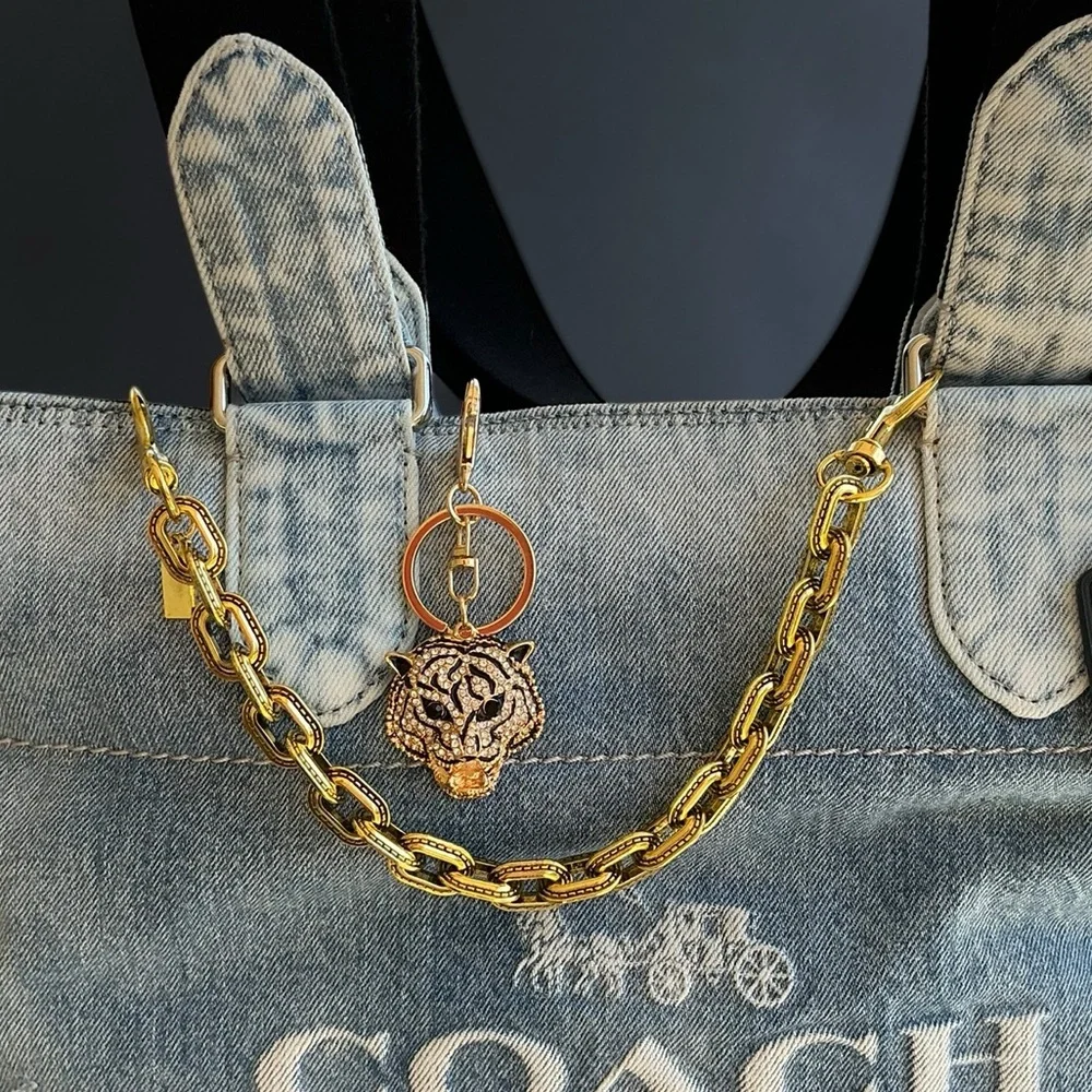 Gold Etched Chain Bag Strap 10” Vintage Luxe Minimalist Classic Purse